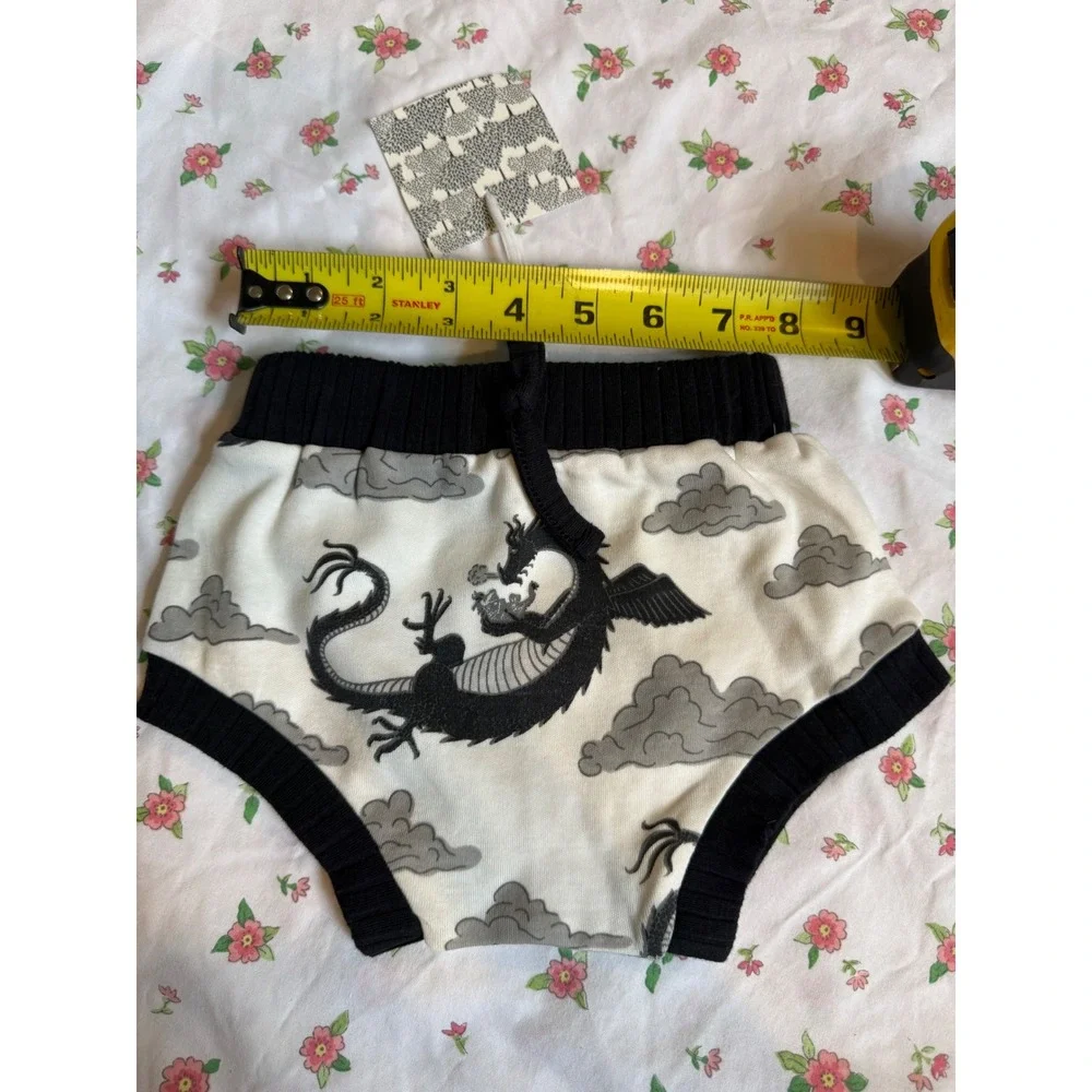 Kate Quinn Dragon Cloud Organic Cotton Bummies Bloomers Black Cream 0-3M NWT